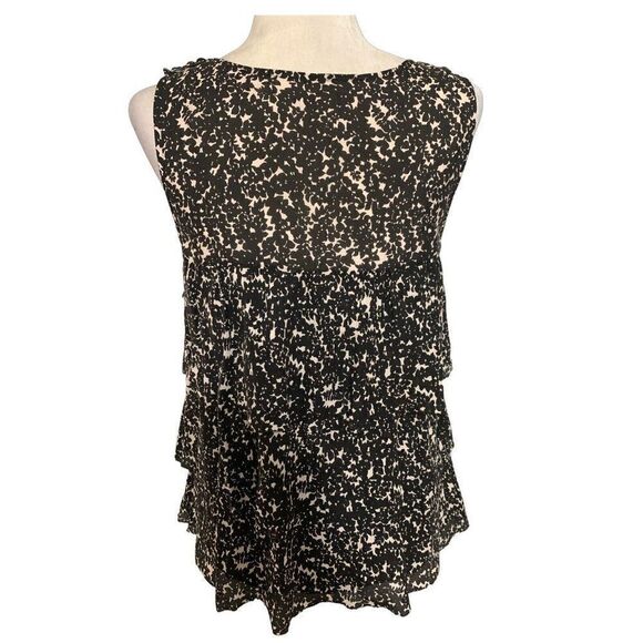j crew womens 100% silk black white leaf print tank top 4 small - Picture 2 of 4